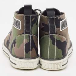 Pre Owned Valentino Green Camouflage Canvas Giggies High Top Sneakers Size 43