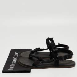 Valentino Black Canvas Rockstud Strappy Sandals Size 43