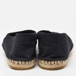 Pre Owned Valentino Black Canvas VLogo Slip On Espadrilles Loafers Size 42