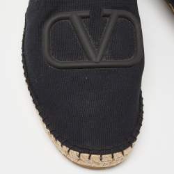 Pre Owned Valentino Black Canvas VLogo Slip On Espadrilles Loafers Size 42