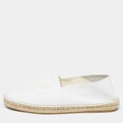 Valentino White Canvas VLogo Slip On Espadrilles Loafers Size 44.5