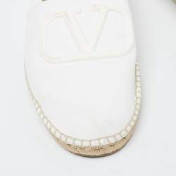 Valentino White Canvas VLogo Slip On Espadrilles Loafers Size 44.5