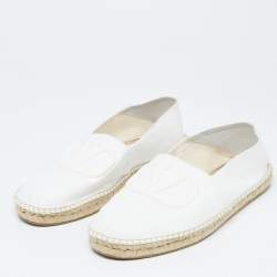 Valentino White Canvas VLogo Slip On Espadrilles Loafers Size 44.5