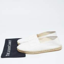 Valentino White Canvas VLogo Slip On Espadrilles Loafers Size 44.5