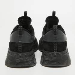 Valentino Black Camo Print Canvas, Leather and Suede Rockrunner Sneakers Size 43.5