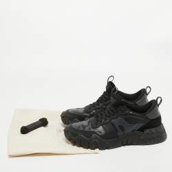 Valentino Black Camo Print Canvas, Leather and Suede Rockrunner Sneakers Size 43.5
