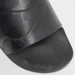 Valentino Black Camo Print Rubber Pool Slides Size 44