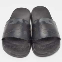 Valentino Black Camo Print Rubber Pool Slides Size 44