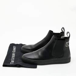 Pre Owned Valentino Black Leather VLTN High Top Sneakers Size 42