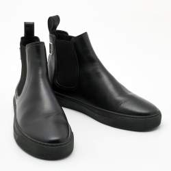 Pre Owned Valentino Black Leather VLTN High Top Sneakers Size 42