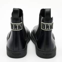 Pre Owned Valentino Black Leather VLTN High Top Sneakers Size 42