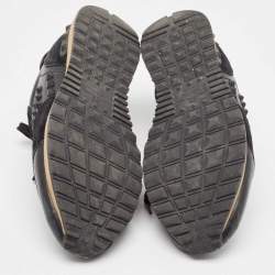 Pre Owned Valentino Black Leather and Suede Rockrunner Sneakers Size 43