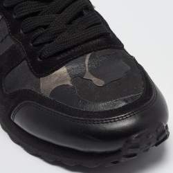 Valentino Black Suede and Canvas Rockrunner Low Top Sneakers Size 42