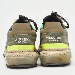 Valentino Multicolor Leather and Mesh Camouflage Bounce Low Top Sneakers Size 40