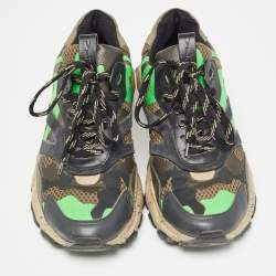 Valentino Multicolor Leather and Mesh Camouflage Bounce Low Top Sneakers Size 40