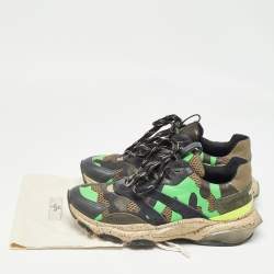 Valentino Multicolor Leather and Mesh Camouflage Bounce Low Top Sneakers Size 40