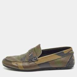 Valentino Tricolor Camouflage Print Leather VLTN Loafers Size 41