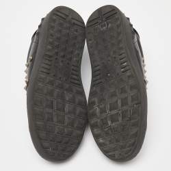 Valentino Black Leather Rockstud Untitled Low Top Sneakers Size 42