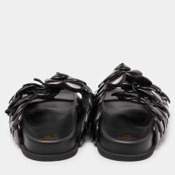 Valentino Black Leather Atelier 03 Rose Edition Slides Size 43.5