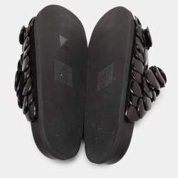 Valentino Black Leather Atelier 03 Rose Edition Slides Size 43.5