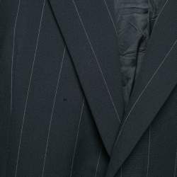 Versace Classic V2 Black Pinstripe Wool Single Breasted Blazer XL