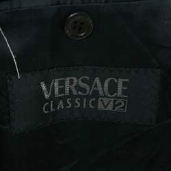 Versace Classic V2 Black Pinstripe Wool Single Breasted Blazer XL