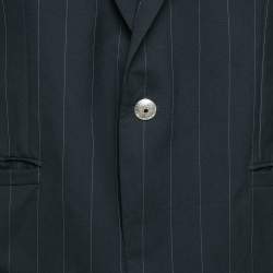 Versace Classic V2 Black Pinstripe Wool Single Breasted Blazer XL