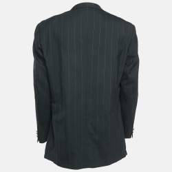 Versace Classic V2 Black Pinstripe Wool Single Breasted Blazer XL