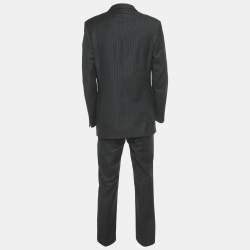 Pre Owned Versace Black Pinstriped Wool Classic CV2 Suit EX