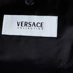 Versace Collection Black Jacquard Wool Single Breasted Suit M