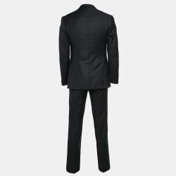 Versace Collection Navy Blue Pinstripe Wool Single Breasted Suit S