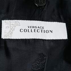 Versace Collection Navy Blue Pinstripe Wool Single Breasted Suit S