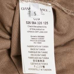 Pre Owned Versace Collection Brown Jersey Medusa Velvet Print T-Shirt S