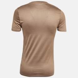 Pre Owned Versace Collection Brown Jersey Medusa Velvet Print T-Shirt S