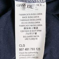 Pre Owned Versace Collection Navy Blue Paint Dripped Medusa Print Jersey T-Shirt XXL