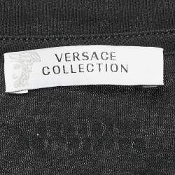 Pre Owned Versace Collection Black Printed Jersey Crew Neck T-Shirt M