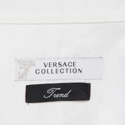 Versace Collection White Tiger Pattern Cotton Button Front Shirt XL