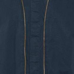 Pre Owned Versace Collection Midnight Blue Cotton Zip Detail Trend Fit Shirt M