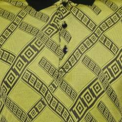 Pre Owned Versace Collection Yellow Jacquard Knit Polo T-Shirt XL