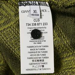 Pre Owned Versace Collection Yellow Jacquard Knit Polo T-Shirt XL