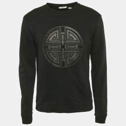 Versace Collection Black Logo Embossed Cotton Crew Neck Sweatshirt M