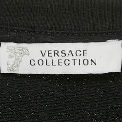Versace Collection Black Logo Embossed Cotton Crew Neck Sweatshirt M