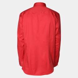 Pre Owned Versace Collection Red Cotton Button Front Shirt XL