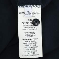 Pre Owned Versace Collection Navy Blue Cotton Pique Polo T-Shirt XL
