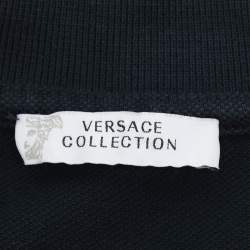 Pre Owned Versace Collection Navy Blue Cotton Pique Polo T-Shirt XL