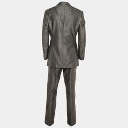 Pre Owned Versace Collection Grey Wool Regular Fit Suit L