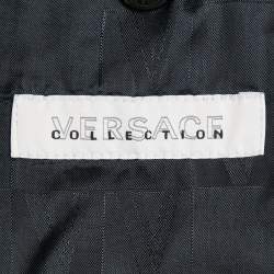 Pre Owned Versace Collection Grey Wool Regular Fit Suit L