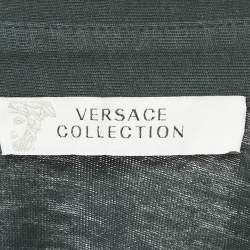 Pre Owned Versace Collection Green Logo Applique Detail Cotton Polo T-Shirt M