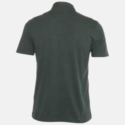 Pre Owned Versace Collection Green Logo Applique Detail Cotton Polo T-Shirt M