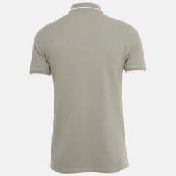 Pre Owned Versace Collection Grey Medusa Embroidered Cotton Polo T-Shirt M 